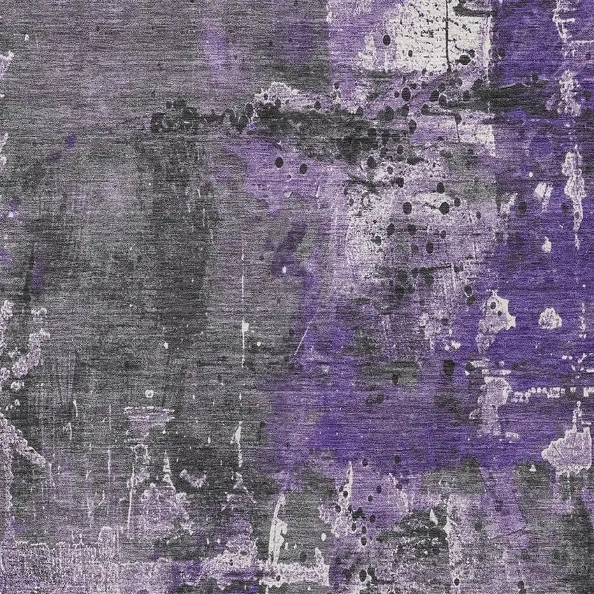 Purple And Gray Abstract Washable Indoor Outdoor Area Rug Photo 3