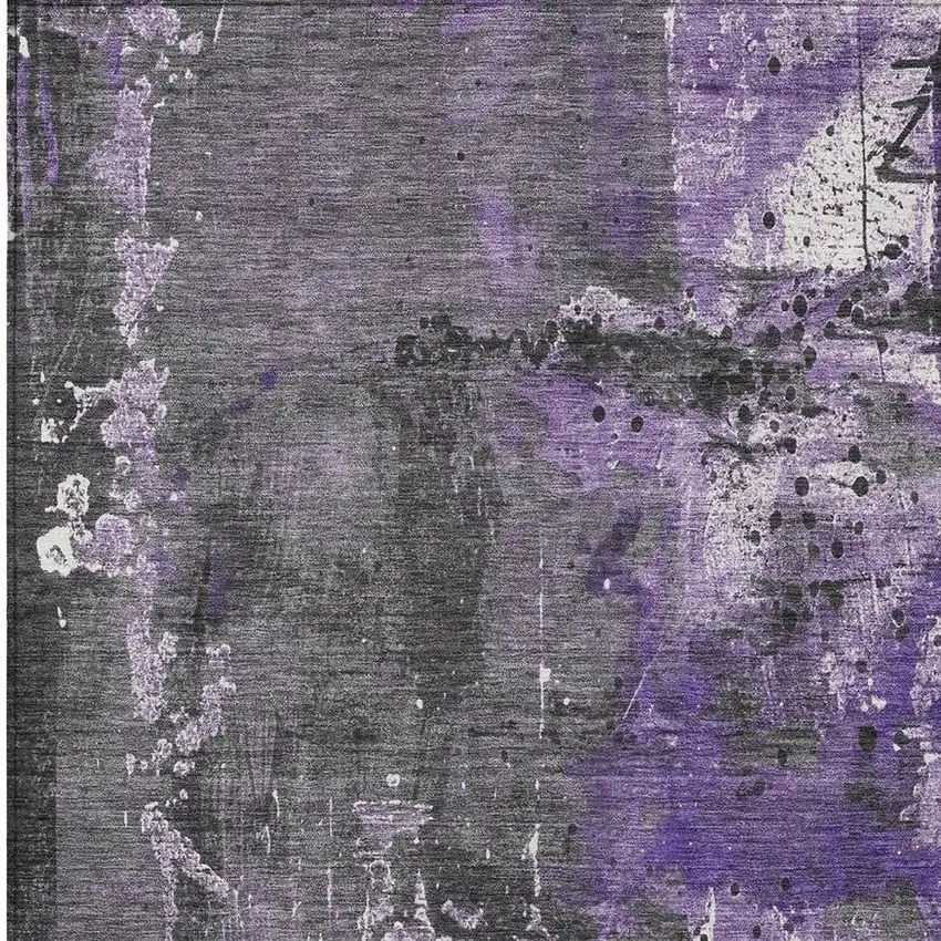 Purple And Gray Abstract Washable Indoor Outdoor Area Rug Photo 3