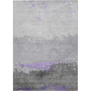 Photo of Purple And Gray Abstract Washable Indoor Outdoor Area Rug