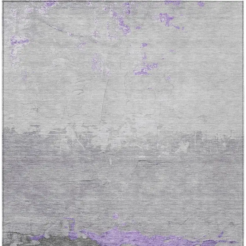 Purple And Gray Abstract Washable Indoor Outdoor Area Rug Photo 9