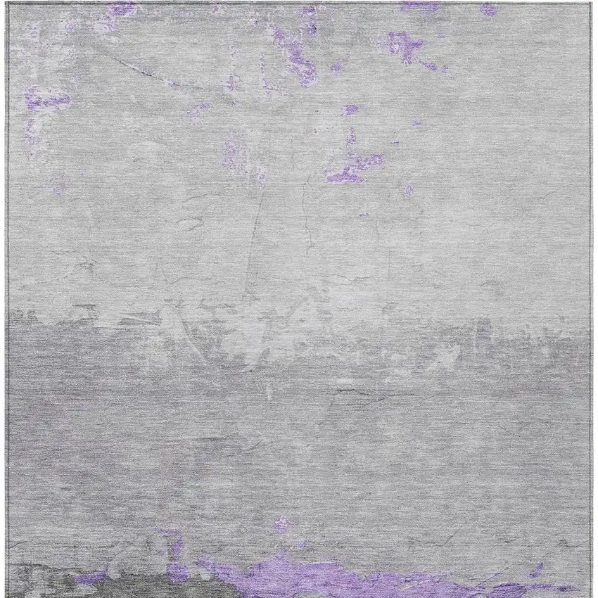 Purple And Gray Abstract Washable Indoor Outdoor Area Rug Photo 4
