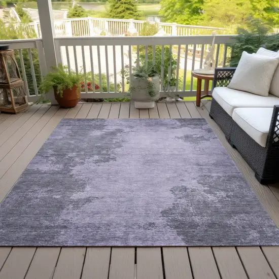 Purple And Gray Abstract Washable Indoor Outdoor Area Rug Photo 7