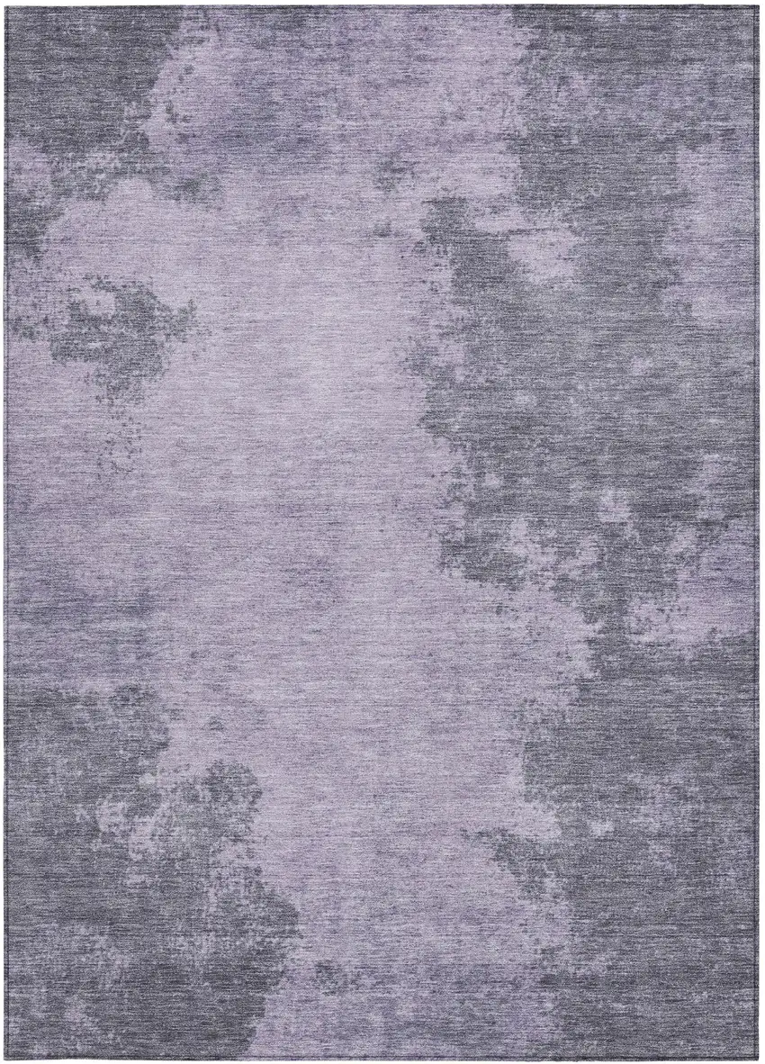 Purple And Gray Abstract Washable Indoor Outdoor Area Rug Photo 1
