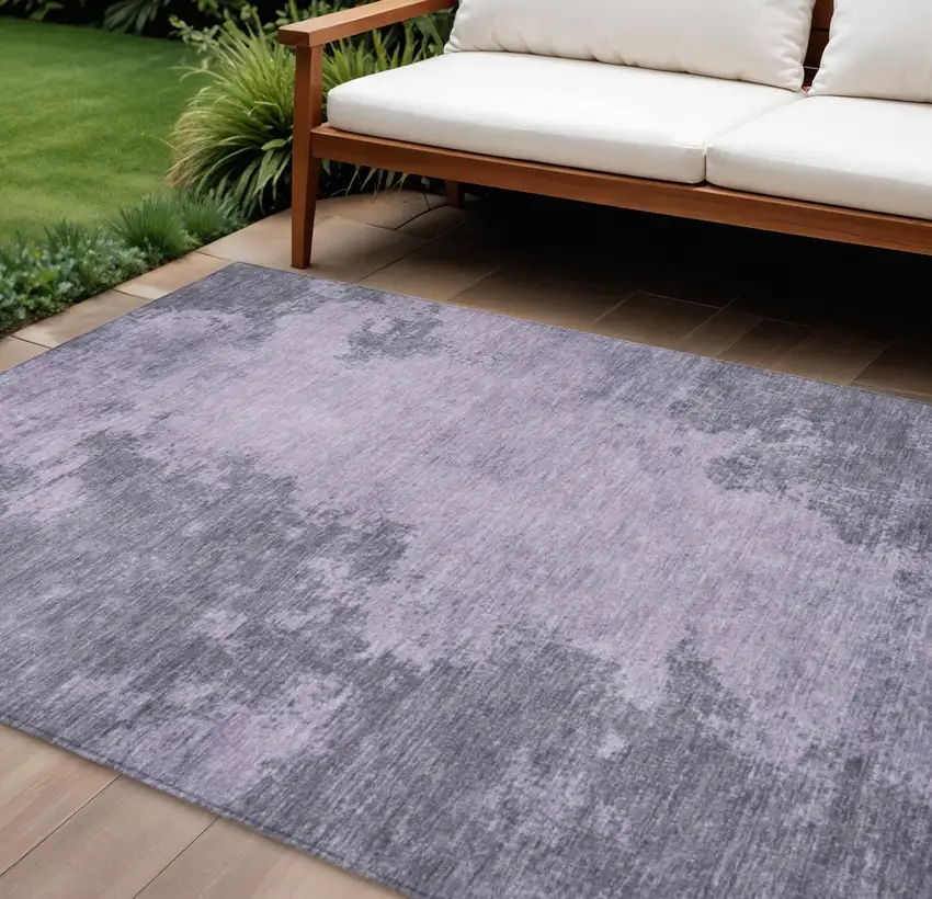 Purple And Gray Abstract Washable Indoor Outdoor Area Rug Photo 2