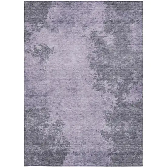 Purple And Gray Abstract Washable Indoor Outdoor Area Rug Photo 9