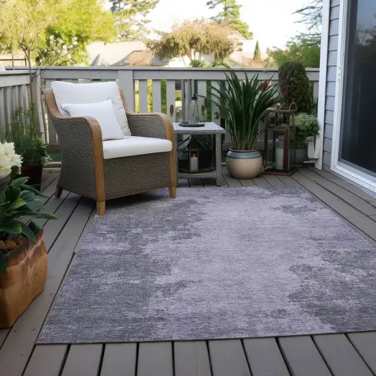 Purple And Gray Abstract Washable Indoor Outdoor Area Rug Photo 4