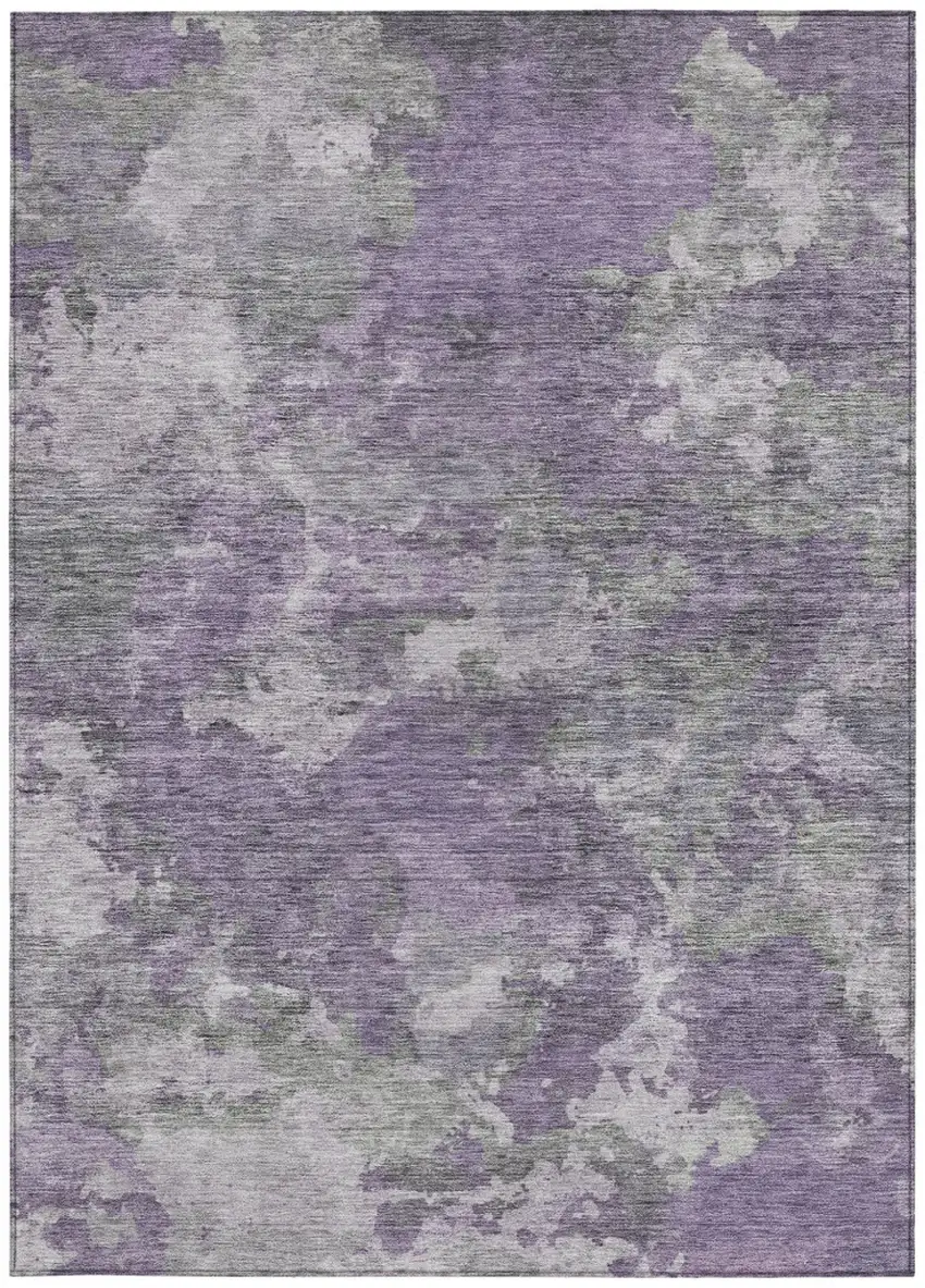 Purple And Gray Abstract Washable Indoor Outdoor Area Rug Photo 8