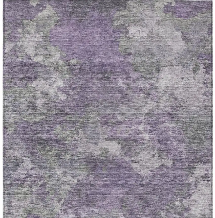 Purple And Gray Abstract Washable Indoor Outdoor Area Rug Photo 1