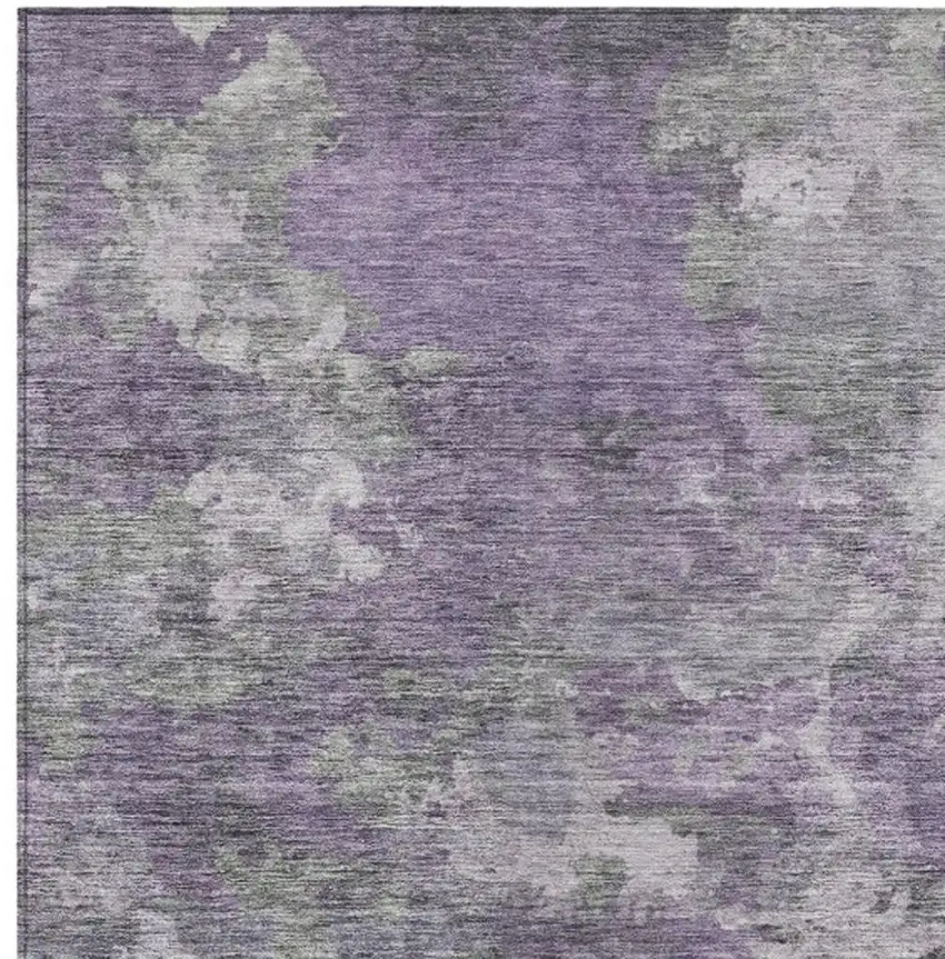 Purple And Gray Abstract Washable Indoor Outdoor Area Rug Photo 1
