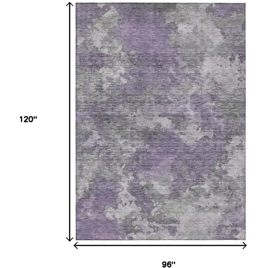 Purple And Gray Abstract Washable Indoor Outdoor Area Rug Photo 9