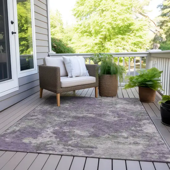 Purple And Gray Abstract Washable Indoor Outdoor Area Rug Photo 7