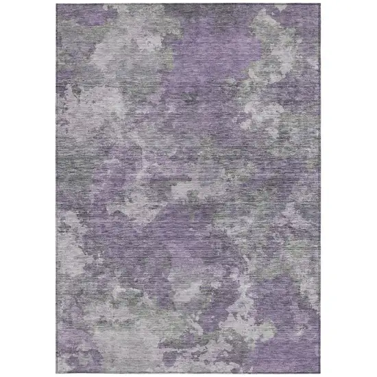 Purple And Gray Abstract Washable Indoor Outdoor Area Rug Photo 6