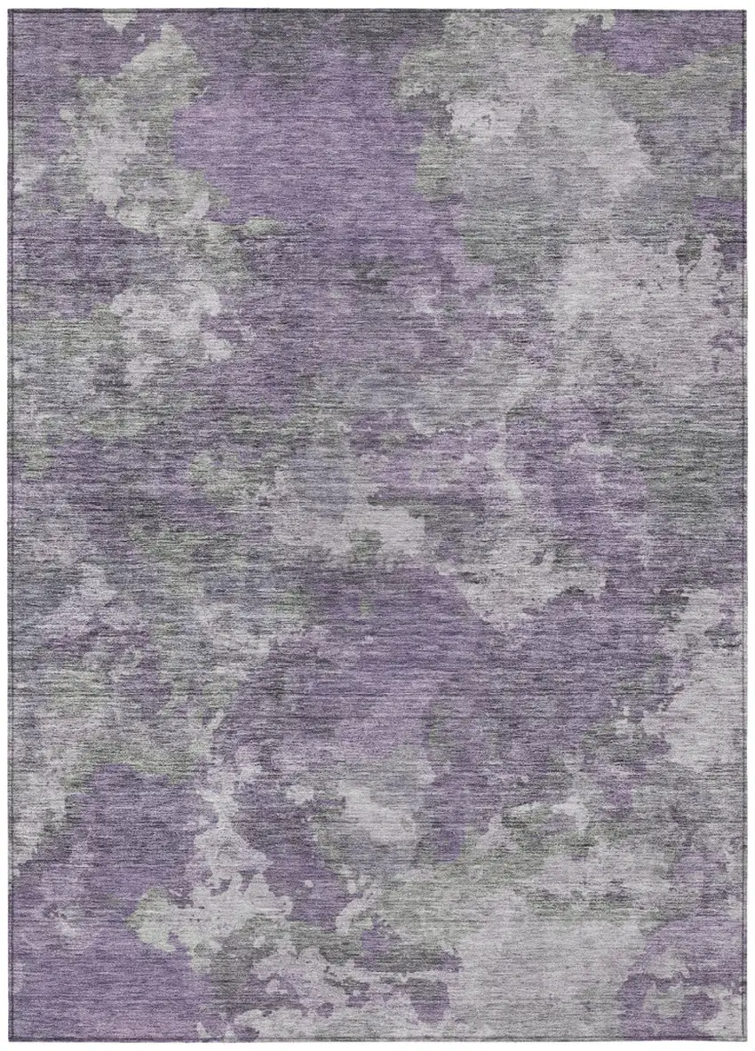 Purple And Gray Abstract Washable Indoor Outdoor Area Rug Photo 9