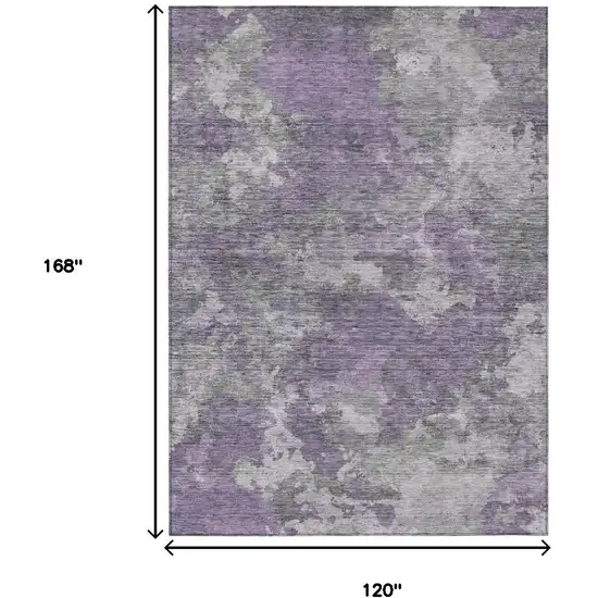 Purple And Gray Abstract Washable Indoor Outdoor Area Rug Photo 8