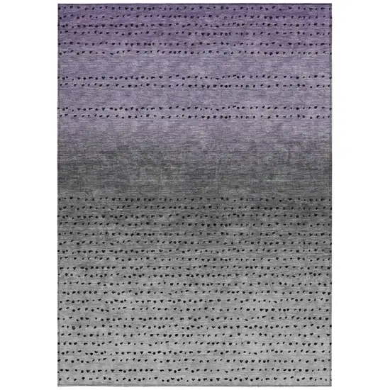 Purple And Gray Abstract Washable Indoor Outdoor Area Rug Photo 4