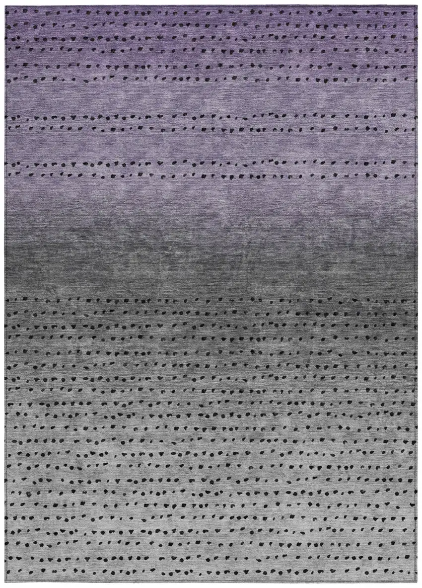 Purple And Gray Abstract Washable Indoor Outdoor Area Rug Photo 4