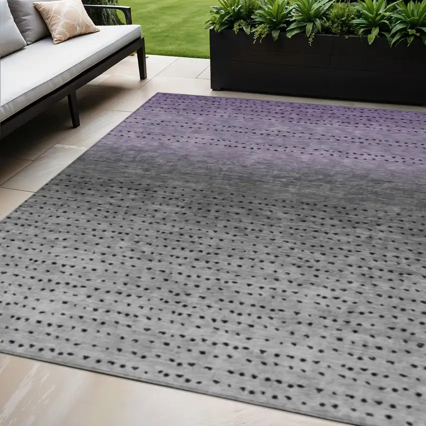 Purple And Gray Abstract Washable Indoor Outdoor Area Rug Photo 2
