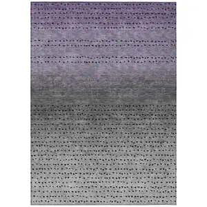 Photo of Purple And Gray Abstract Washable Indoor Outdoor Area Rug