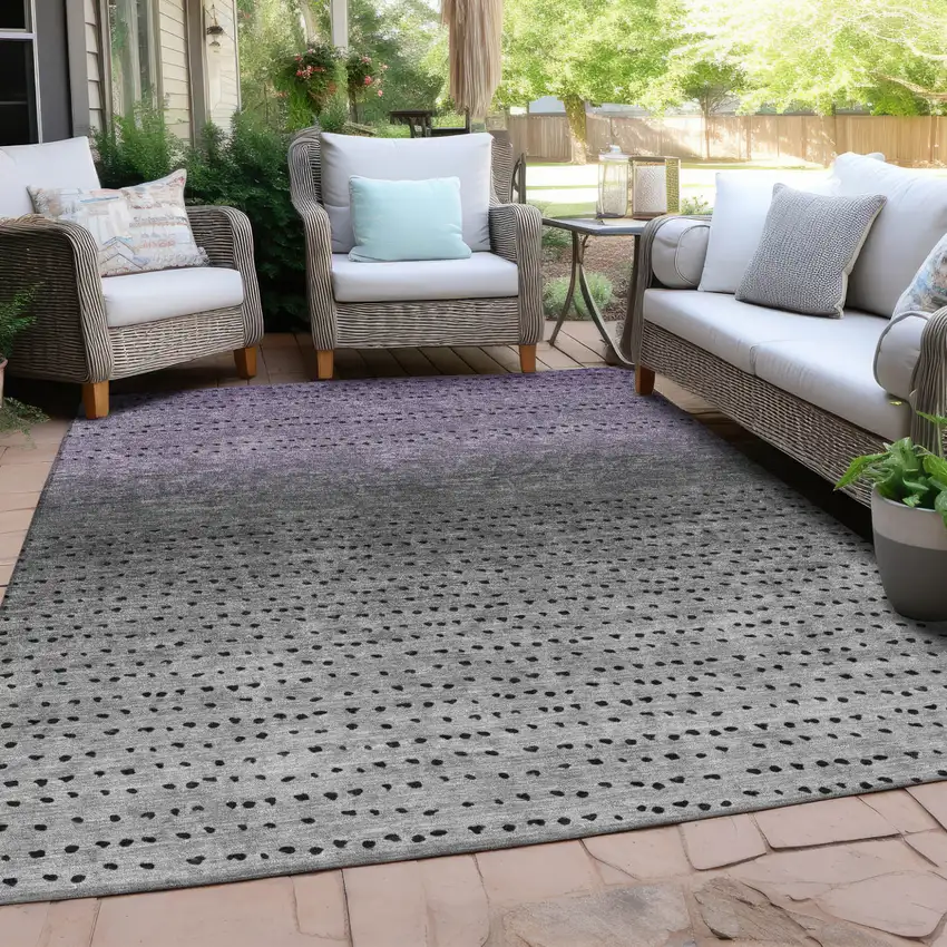 Purple And Gray Abstract Washable Indoor Outdoor Area Rug Photo 5