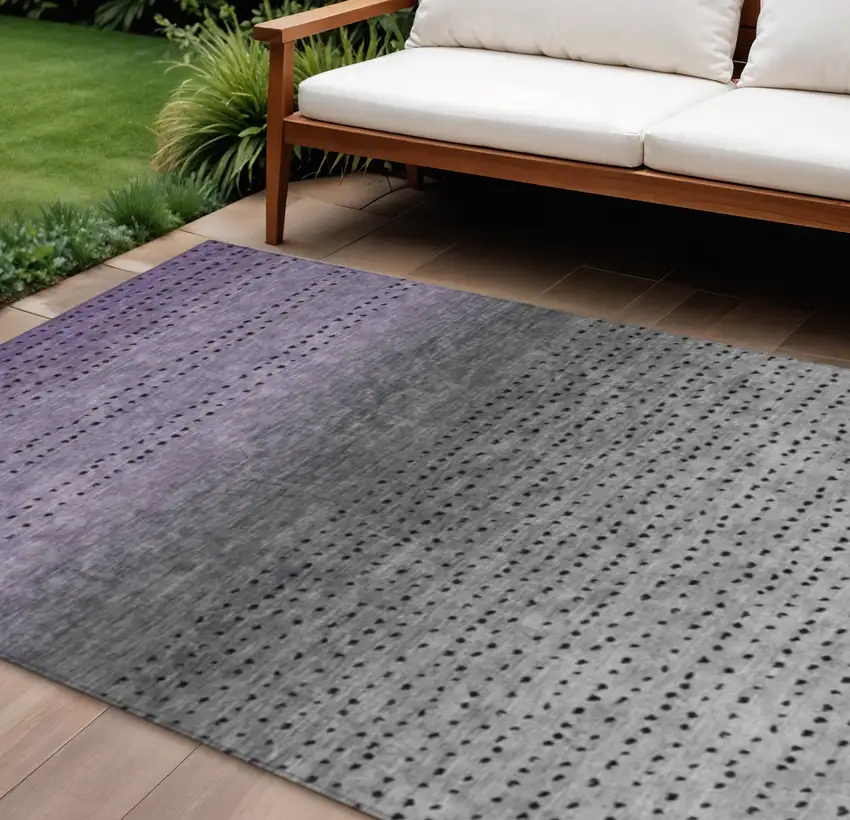 Purple And Gray Abstract Washable Indoor Outdoor Area Rug Photo 2