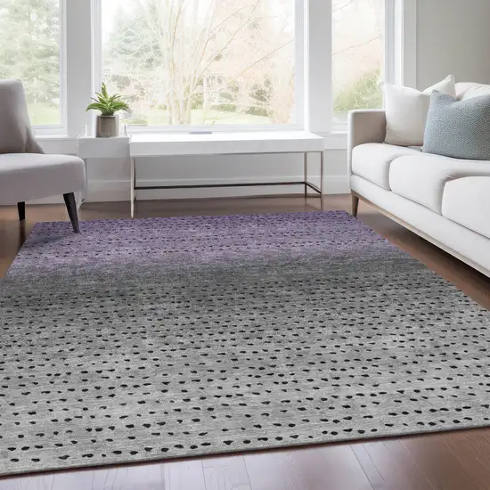 Purple And Gray Abstract Washable Indoor Outdoor Area Rug Photo 7