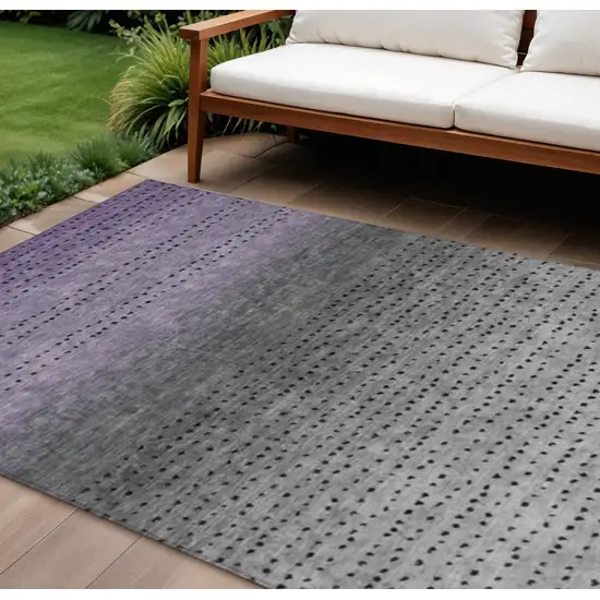 Purple And Gray Abstract Washable Indoor Outdoor Area Rug Photo 2