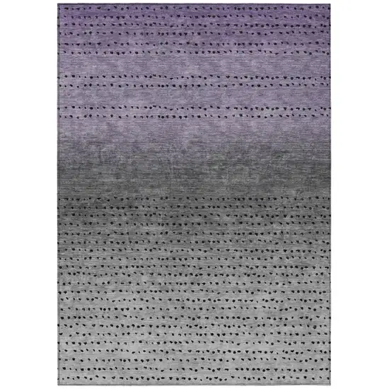 Purple And Gray Abstract Washable Indoor Outdoor Area Rug Photo 1