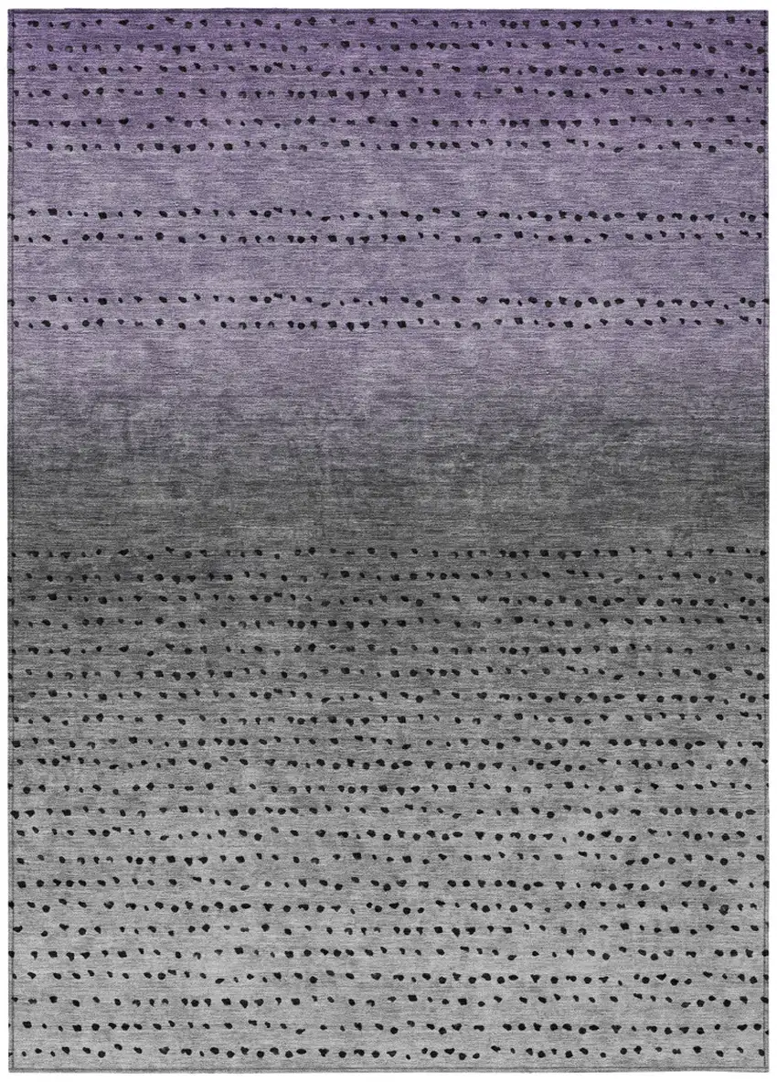 Purple And Gray Abstract Washable Indoor Outdoor Area Rug Photo 1