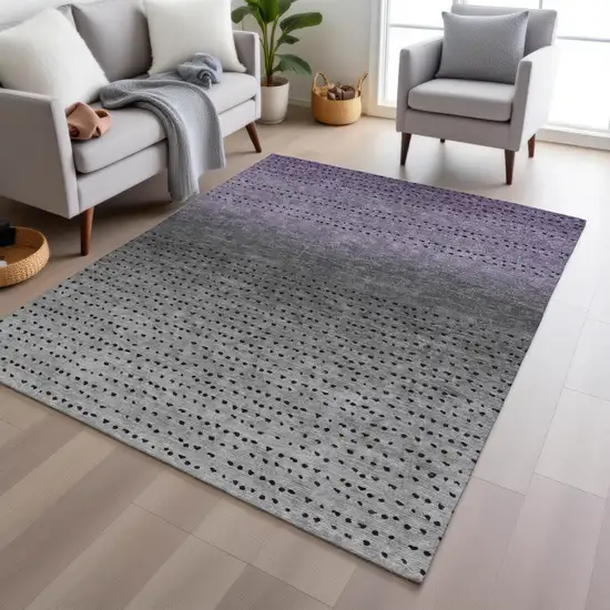 Purple And Gray Abstract Washable Indoor Outdoor Area Rug Photo 6