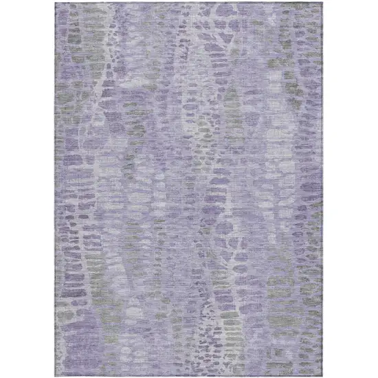 Purple And Gray Abstract Washable Indoor Outdoor Area Rug Photo 3
