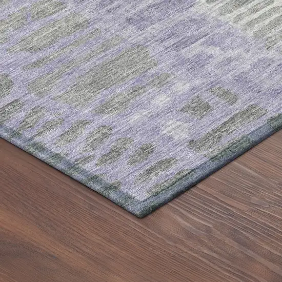 Purple And Gray Abstract Washable Indoor Outdoor Area Rug Photo 5