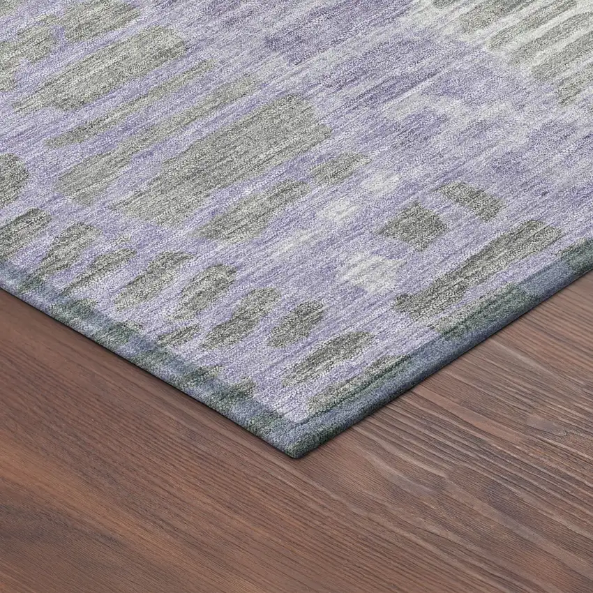 Purple And Gray Abstract Washable Indoor Outdoor Area Rug Photo 5
