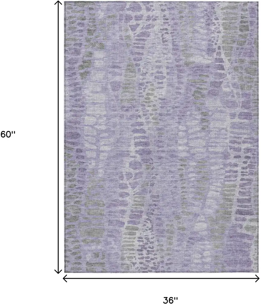 Purple And Gray Abstract Washable Indoor Outdoor Area Rug Photo 7