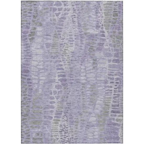 Purple And Gray Abstract Washable Indoor Outdoor Area Rug Photo 1