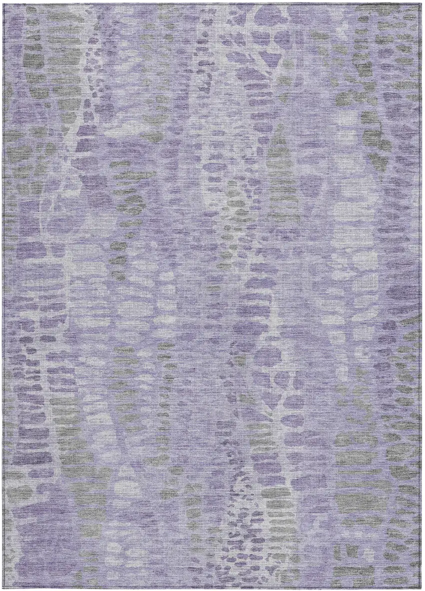 Purple And Gray Abstract Washable Indoor Outdoor Area Rug Photo 3