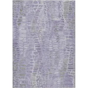 Photo of Purple And Gray Abstract Washable Indoor Outdoor Area Rug