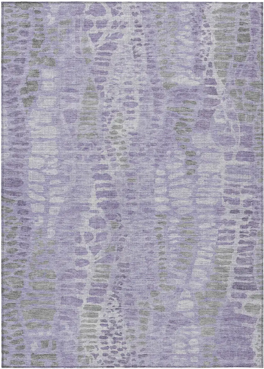 Purple And Gray Abstract Washable Indoor Outdoor Area Rug Photo 1