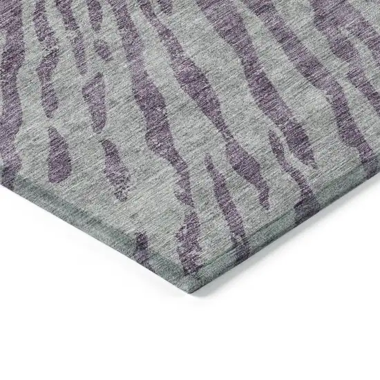 Purple And Gray Abstract Washable Indoor Outdoor Area Rug Photo 5
