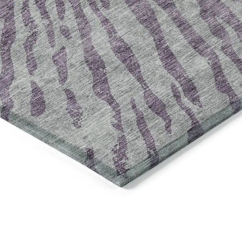 Purple And Gray Abstract Washable Indoor Outdoor Area Rug Photo 5