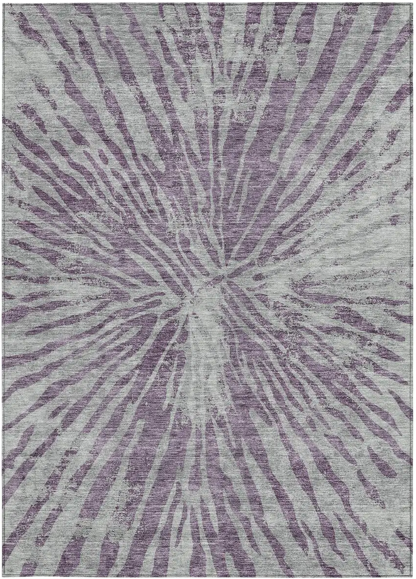 Purple And Gray Abstract Washable Indoor Outdoor Area Rug Photo 7