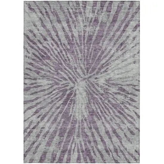 Purple And Gray Abstract Washable Indoor Outdoor Area Rug Photo 7