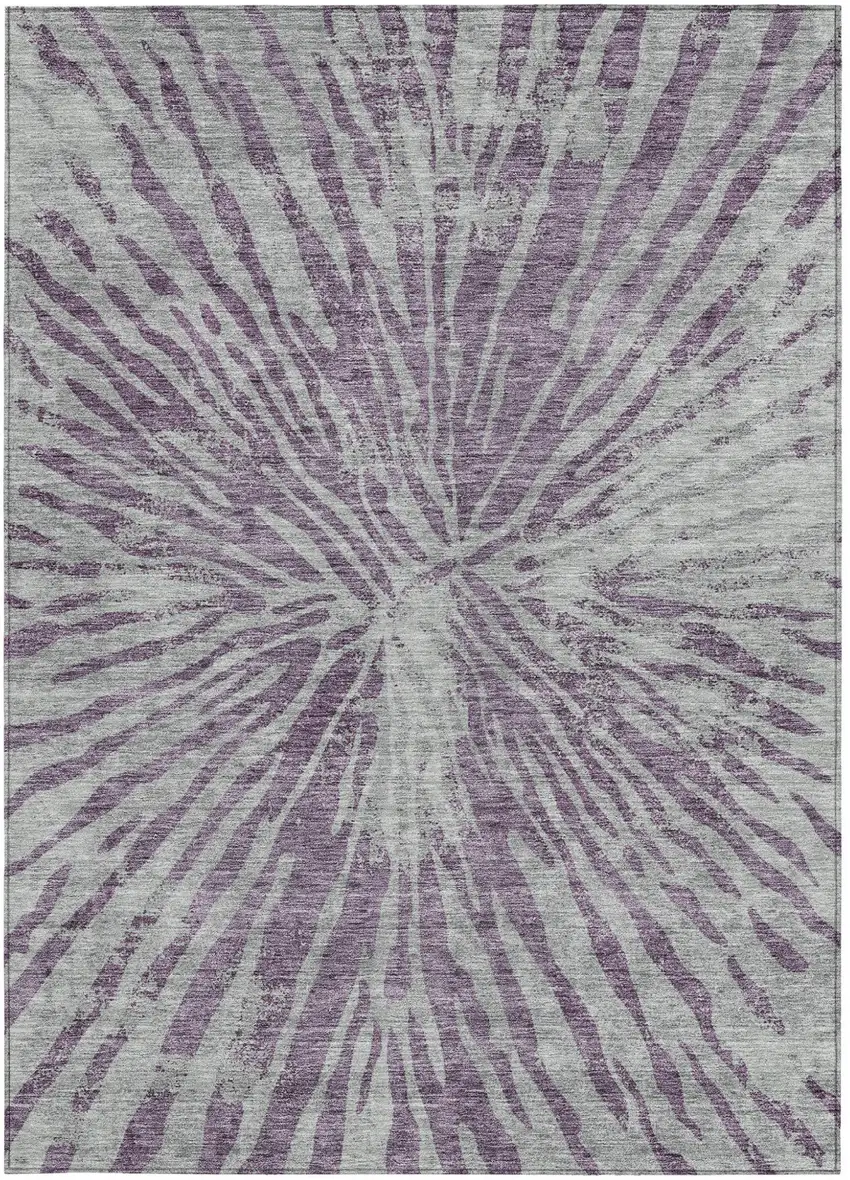 Purple And Gray Abstract Washable Indoor Outdoor Area Rug Photo 7