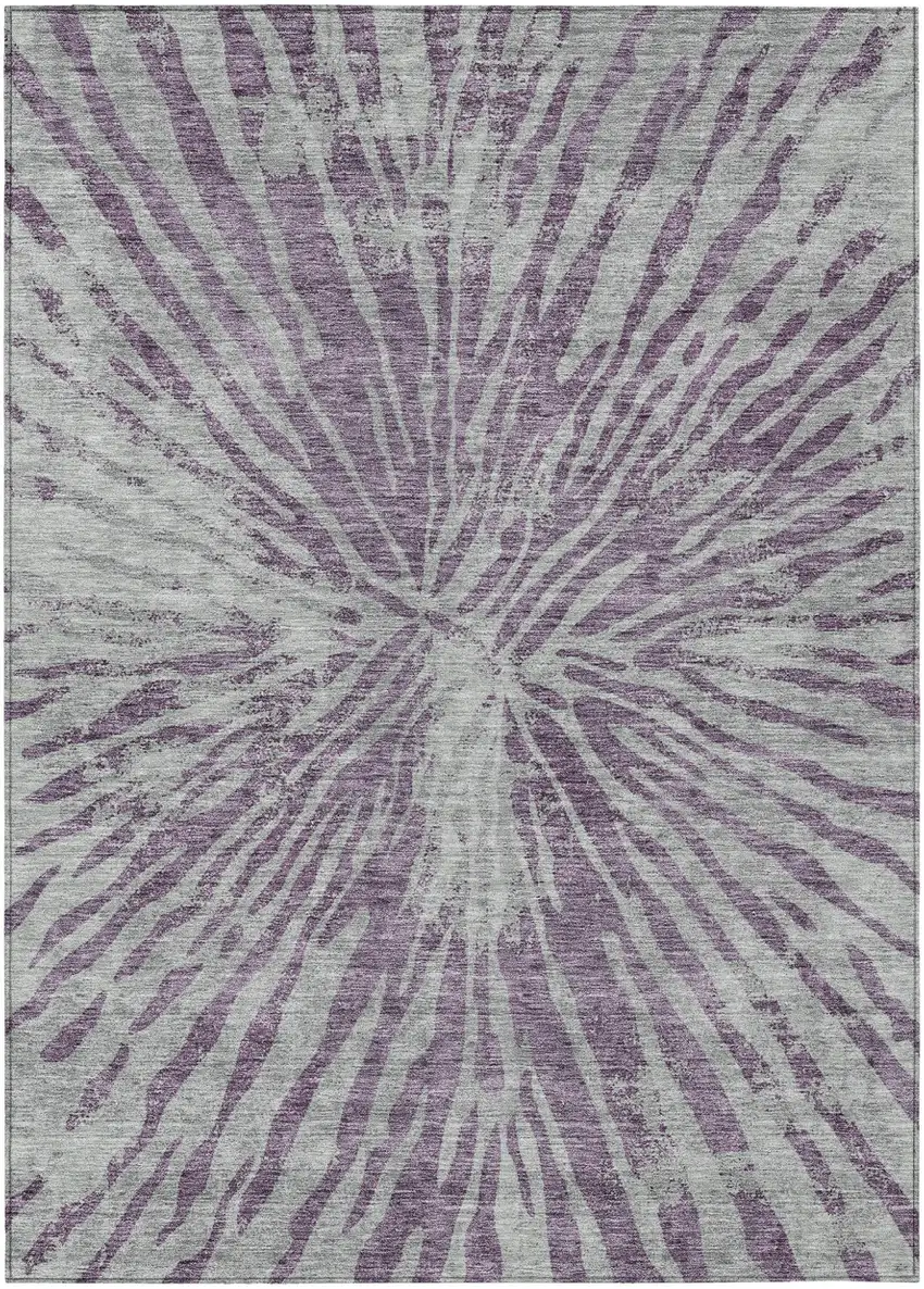 Purple And Gray Abstract Washable Indoor Outdoor Area Rug Photo 2