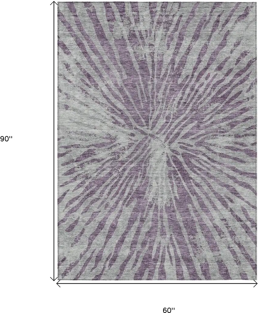 Purple And Gray Abstract Washable Indoor Outdoor Area Rug Photo 3