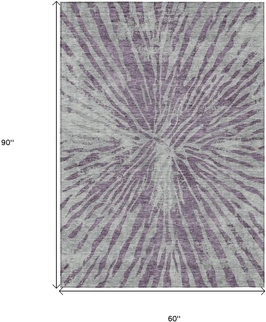 Purple And Gray Abstract Washable Indoor Outdoor Area Rug Photo 3