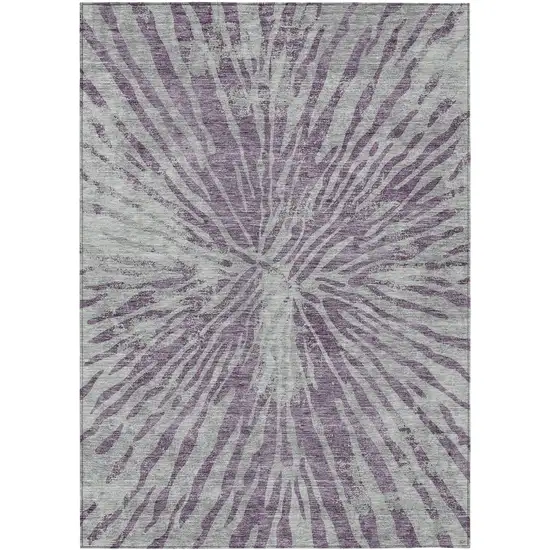 Purple And Gray Abstract Washable Indoor Outdoor Area Rug Photo 2