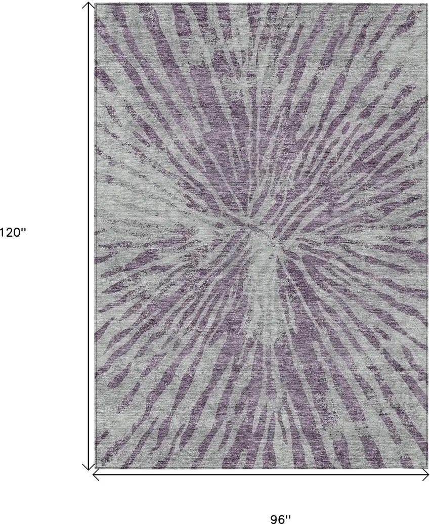 Purple And Gray Abstract Washable Indoor Outdoor Area Rug Photo 3