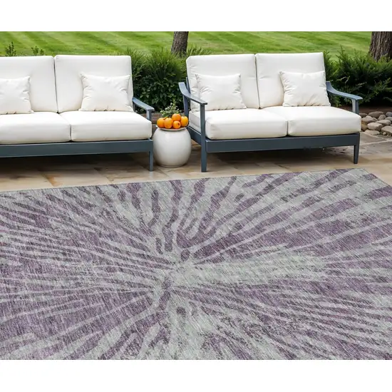 Purple And Gray Abstract Washable Indoor Outdoor Area Rug Photo 1