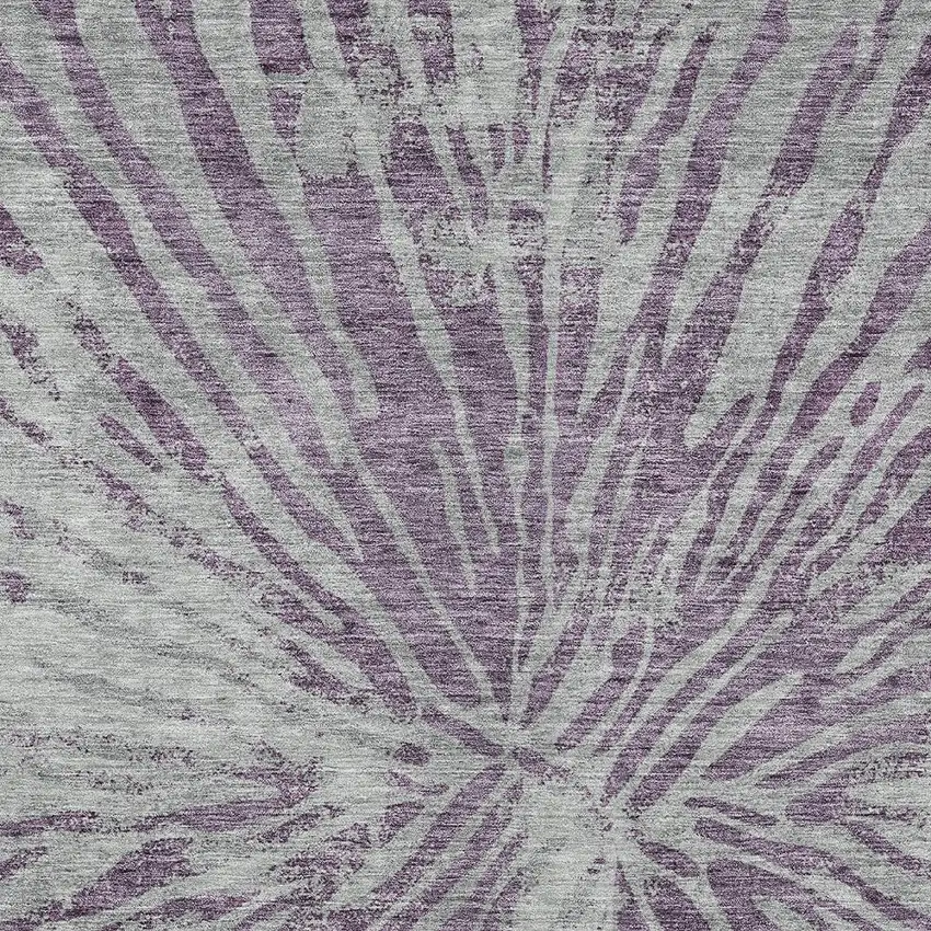 Purple And Gray Abstract Washable Indoor Outdoor Area Rug Photo 6