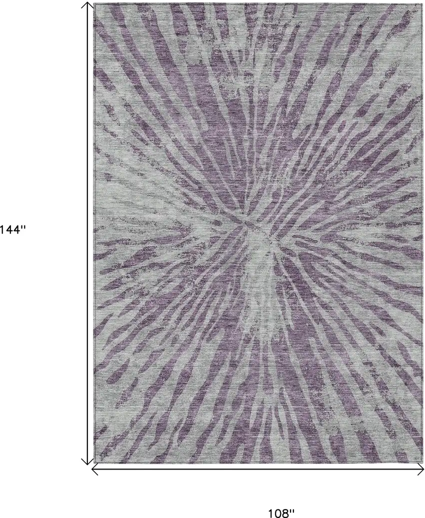 Purple And Gray Abstract Washable Indoor Outdoor Area Rug Photo 3